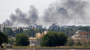 Smoke rises over embattled Kurdish city of Kobani